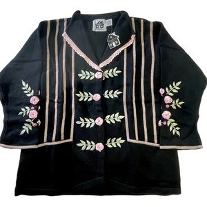 NWT NEW Beautiful Storybook Knits “Vision of Elegance” Black LS  Sweater 2X